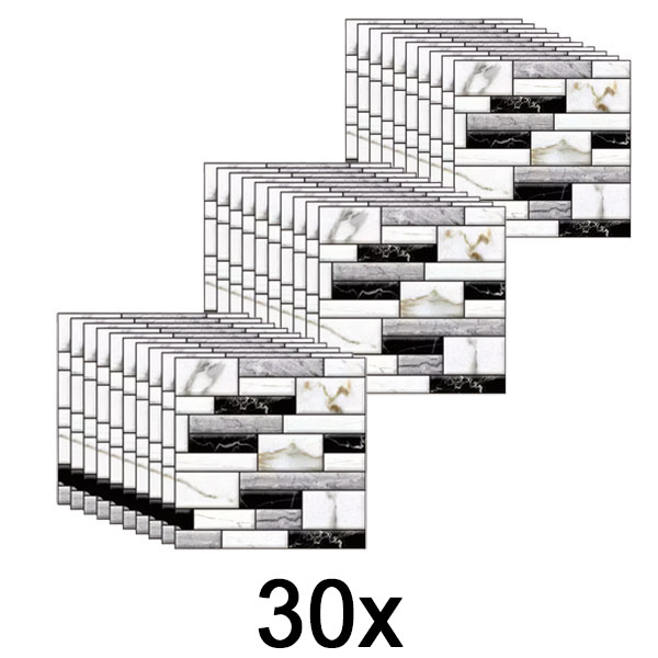 3x 3D samolepky na zeď s mramorovým vzhledem (10 ks) | MARBLEBLOCKS